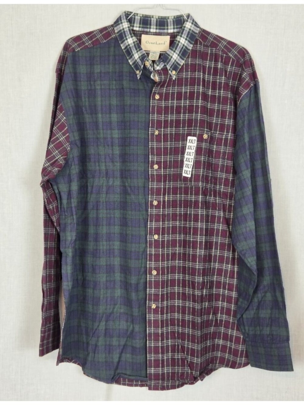 GreatLand button Down Shirt Men’s 2XLT Color block Flannel NWT! Vtg Great Land
